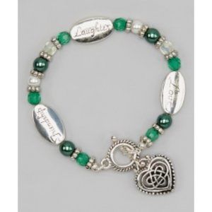 New Green/Silver 'Live Love Laugh' Charm Bracelet